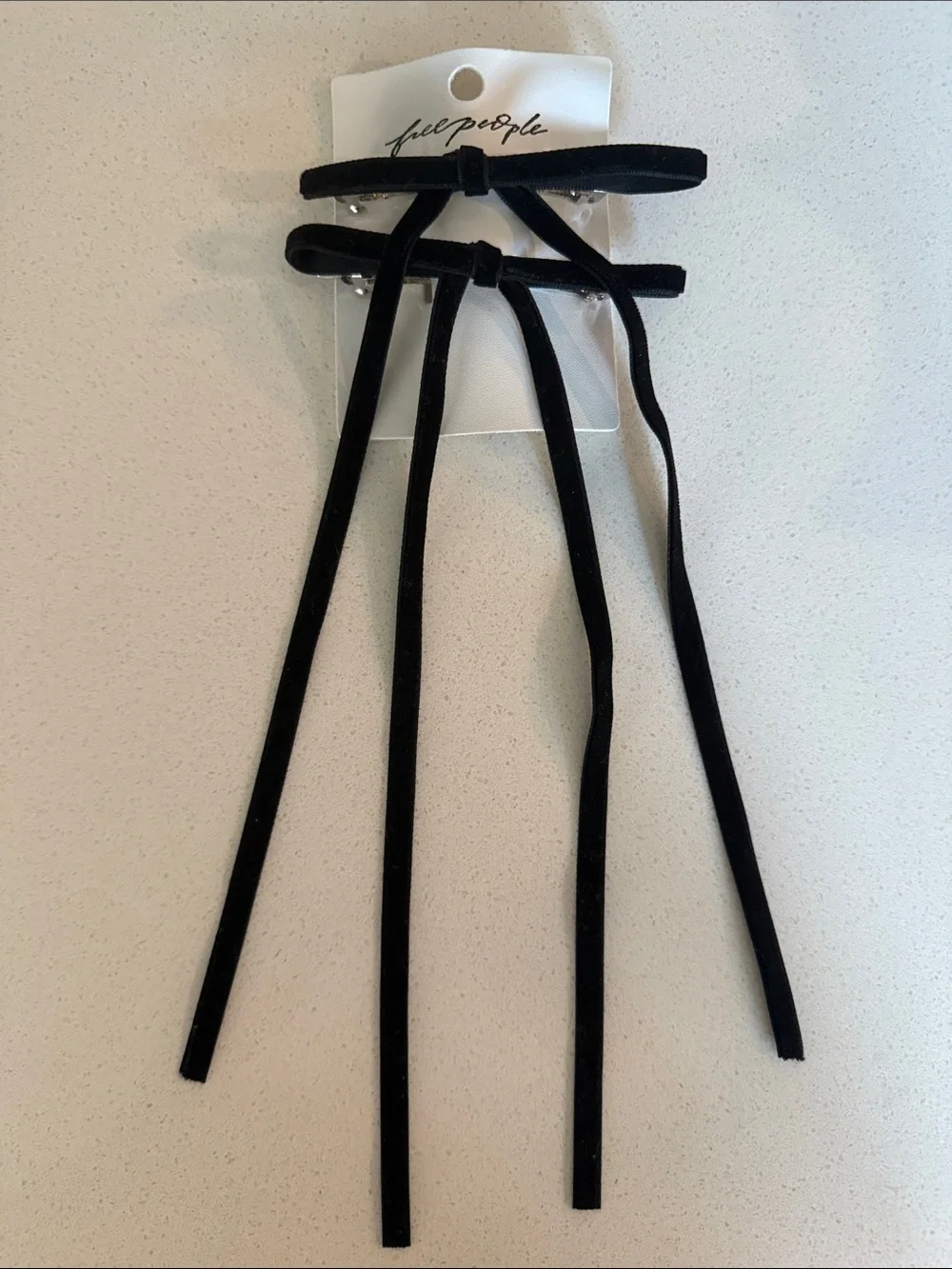 Free People Baby Bows Set of 2 Black Velvet Hair Bows